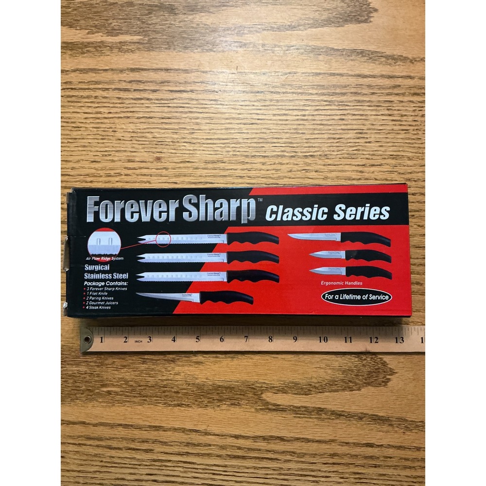 Forever Sharp Classic Series 10 Piece Knife Set Surgical Stainless Steel Black